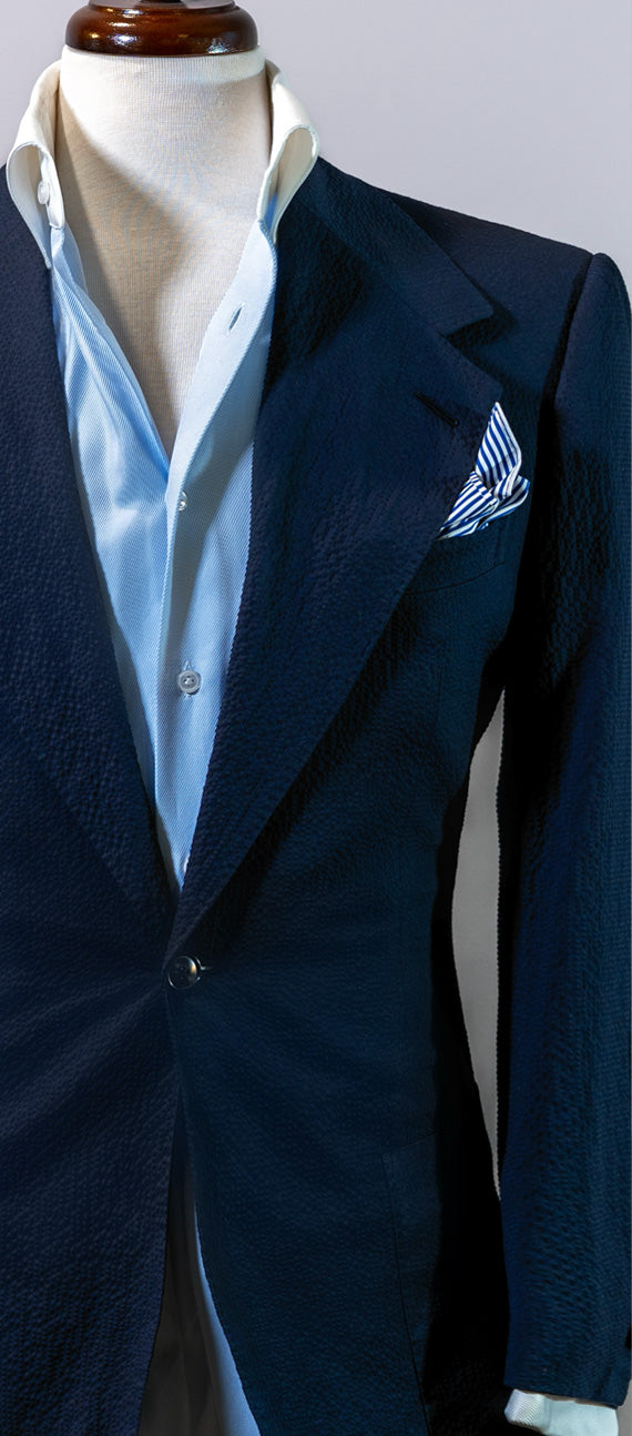 The Seersucker Blue Single Breasted Jacket