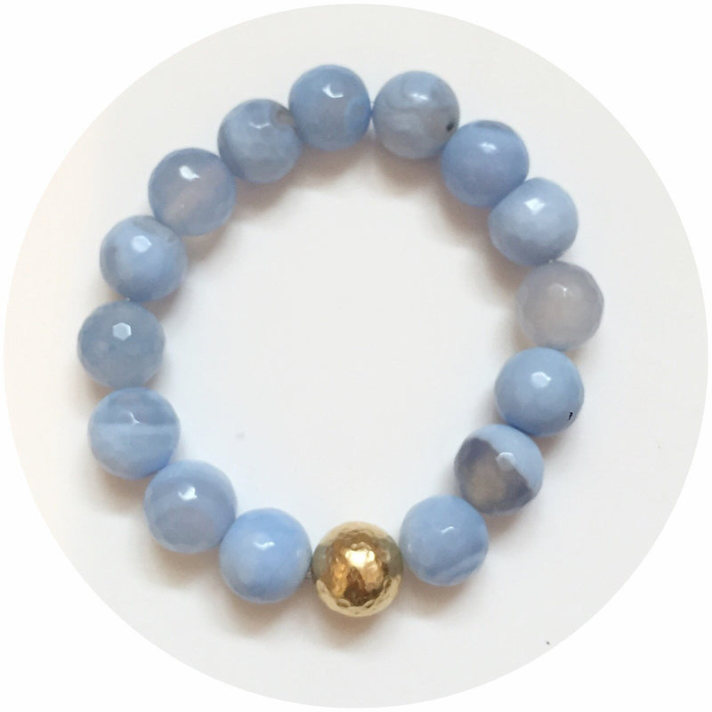 Serenity Blue Agate with Hammered Gold Accent - Oriana Lamarca LLC