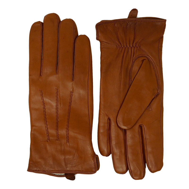 Cognac Leather Cashmere Lined Gloves