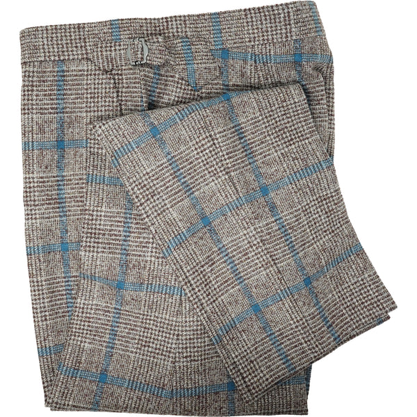 Brown with Blue windowpane Trousers