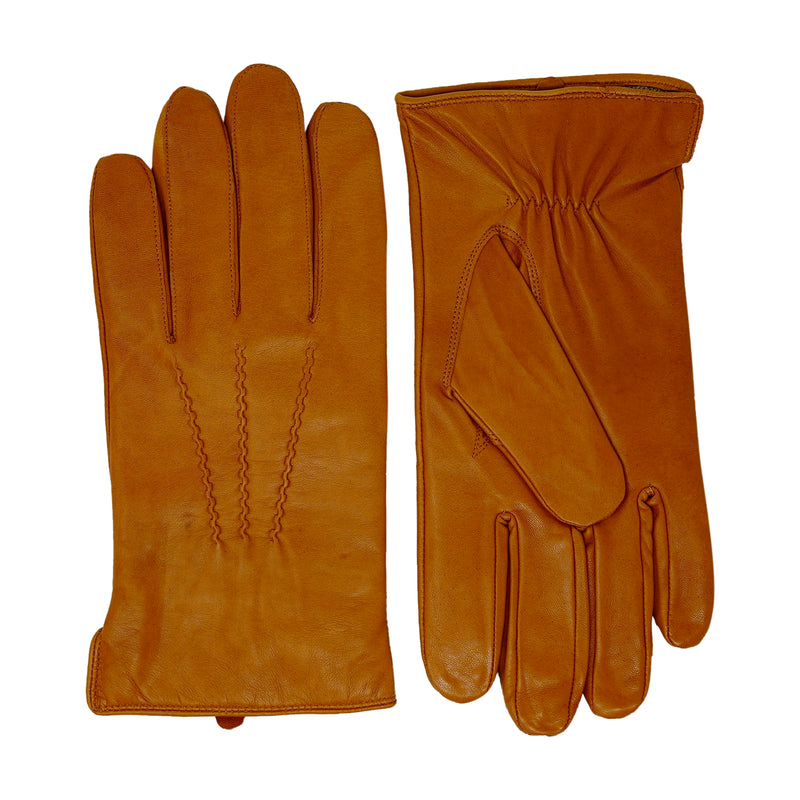 Tan Leather Cashmere Lined Gloves