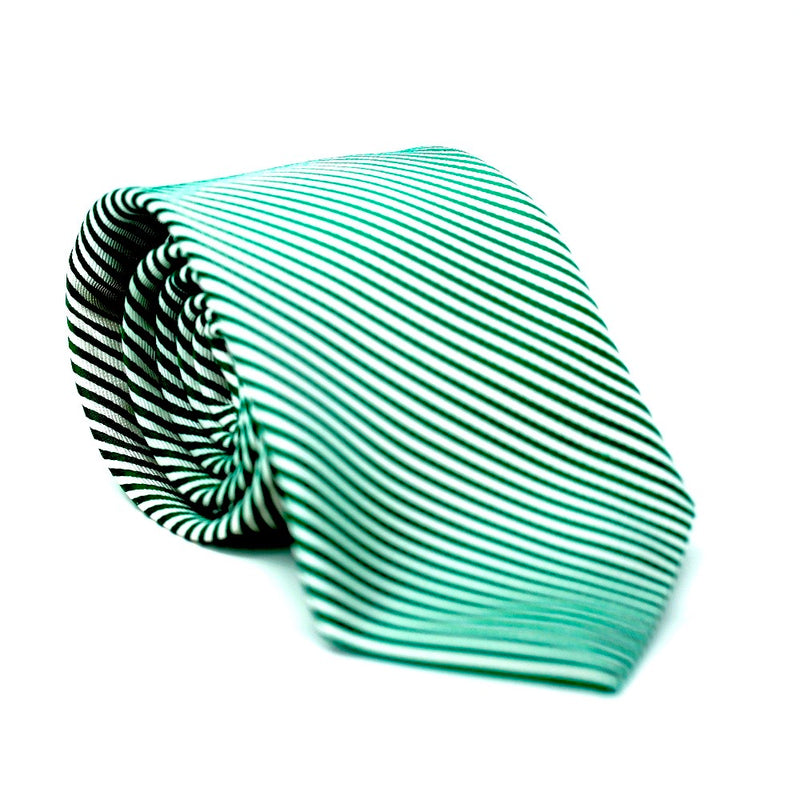 Green & White Stripe Tie