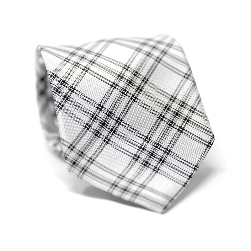 Black & White Grey Double Plaid Tie
