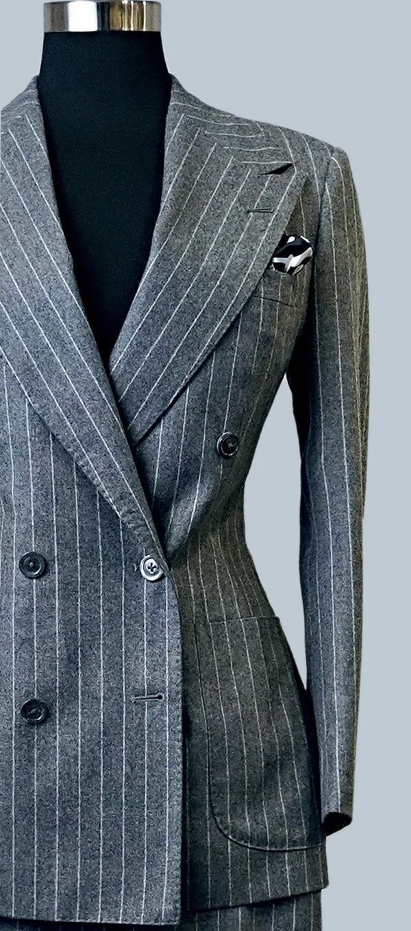 Charcoal Grey Flannel Pinstripe Suit