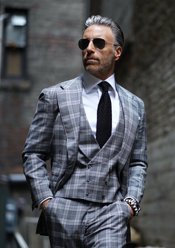 Charcoal & Light Grey Plaid Suit