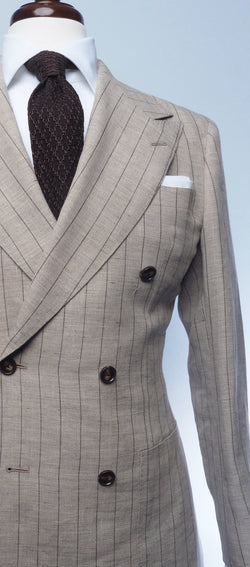 Cream Linen & Caramel Stripe Suit