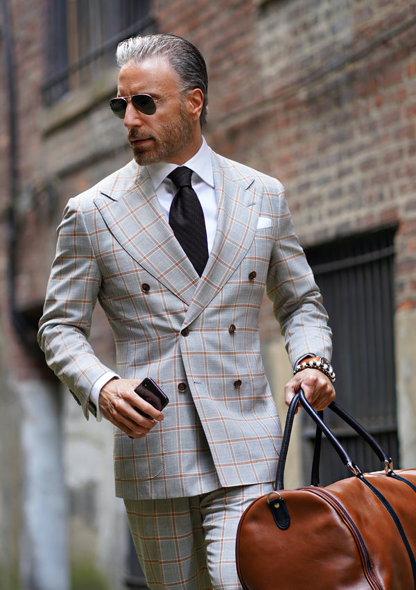 Grey Rust Windowpane Suit