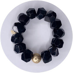 Black Onyx Nugget with Hammered Gold Accent