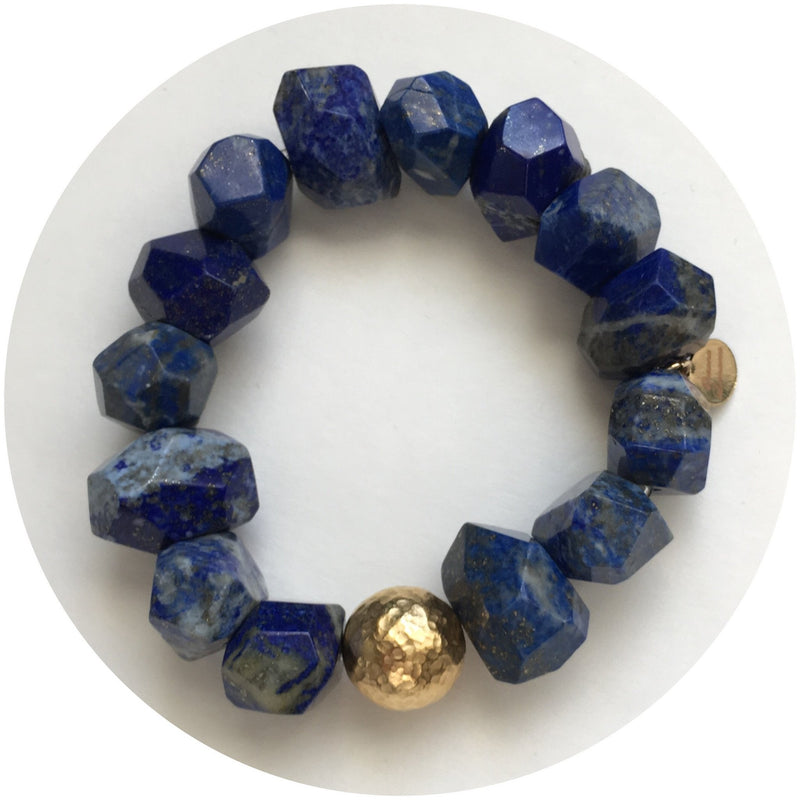 Lapis Nugget with Hammered Gold Accent - Oriana Lamarca LLC