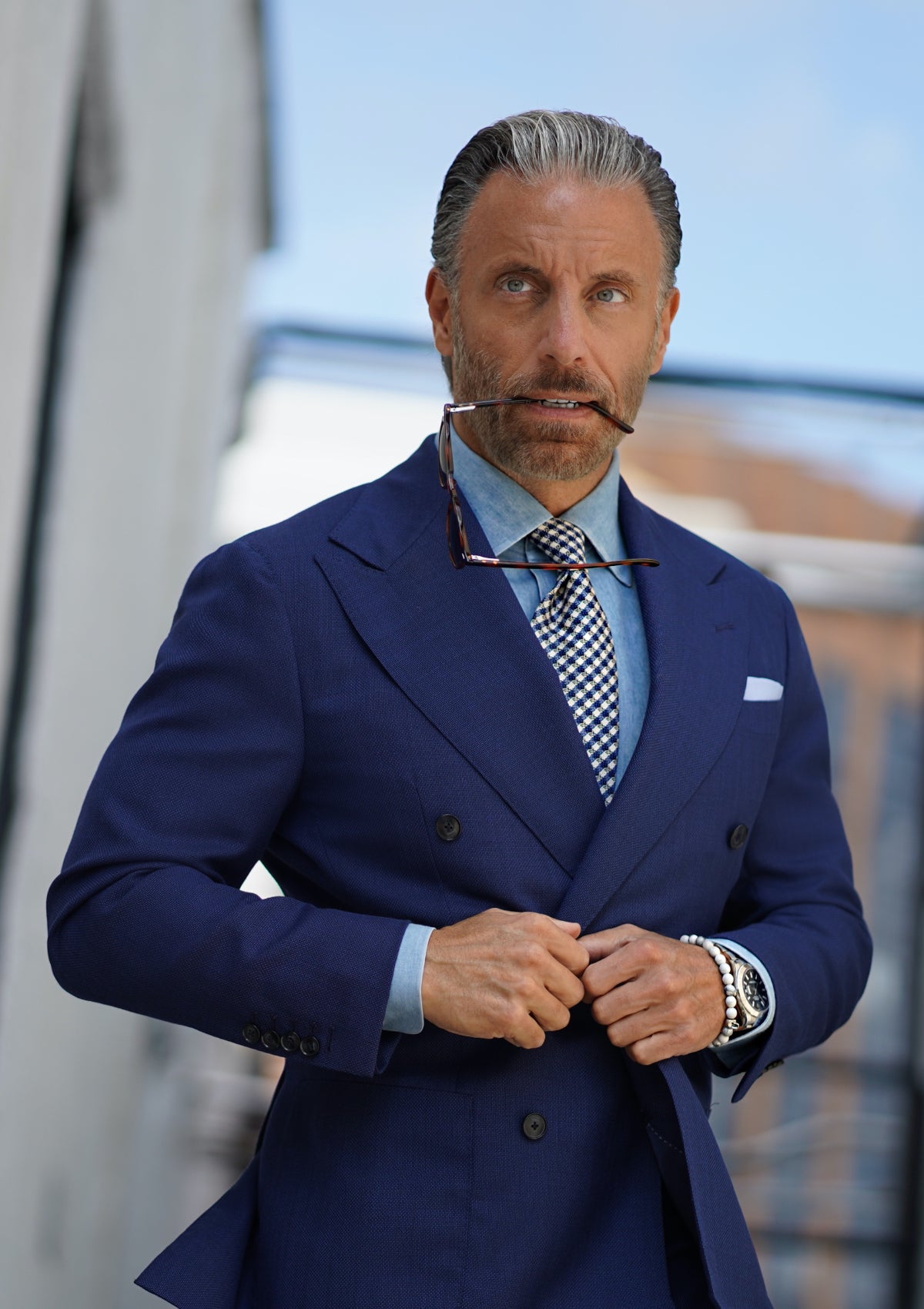 Napoleon Blue Mesh Suit – Christopher Korey Collective